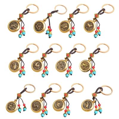 Handmade Animal Pattern Keychain Charm Keychain Accessory Brass Texture Suitable for Prosperity and Peace Home Decors