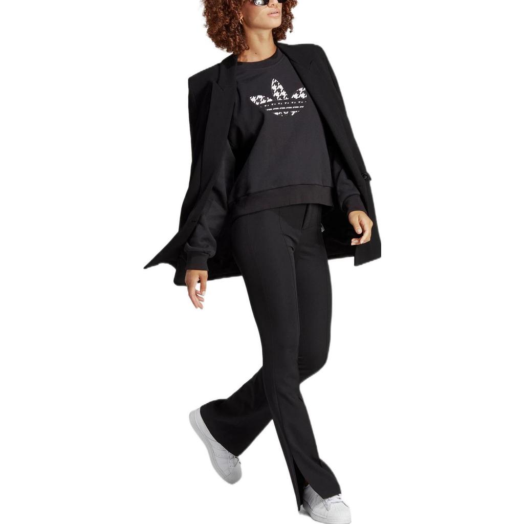 adidas Felpa con girocollo e stampa logo Trefoil Originals da donna Top Nera IC5147