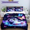 3PC Custom Name Penguin Butterflies Fantasy Bedding Set Duvet Cover Closure Includes 1 Duvet Cover & 2 Pillowcases for Bedroom