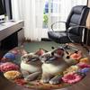 1pc Cats Flowers Office Round Rug, Carpet for Office, Gaming, Lightweight Round Floor Mat yy260205063