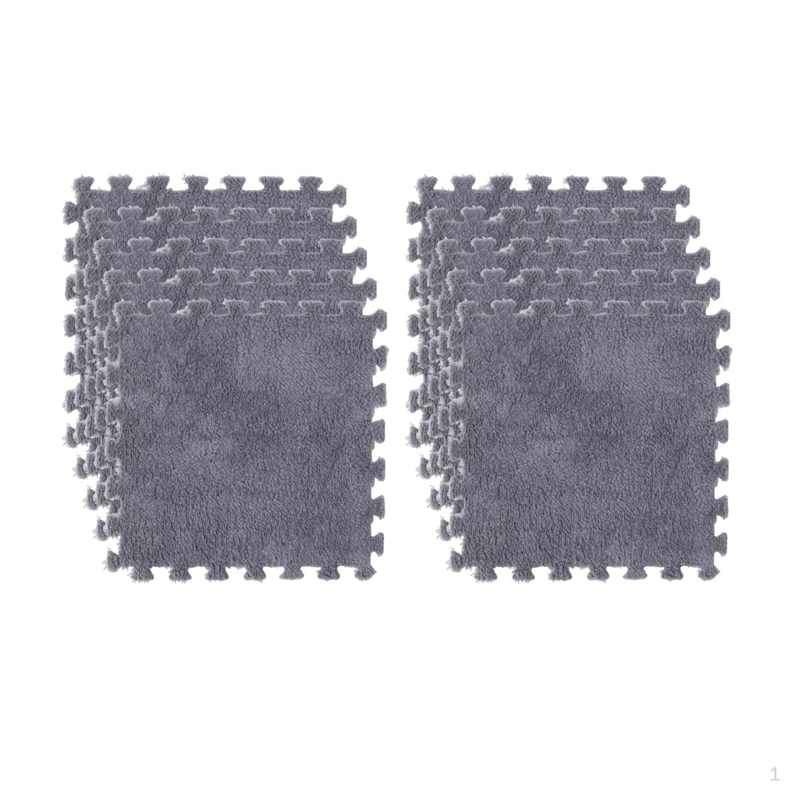 

10 шт. плюшевых квадратных ковров для детей, нескользящий игровой коврик для декора гостиной светло-серый