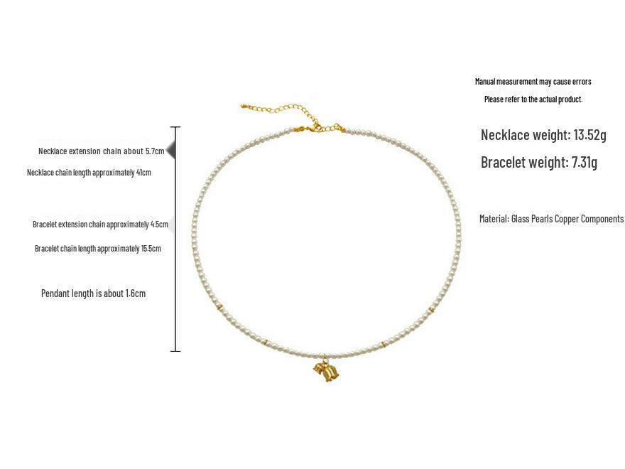 Copper-Plated Gold Lily of the Valley Pearl Bracelet - Elegant French Style Clavicle Chain for Women