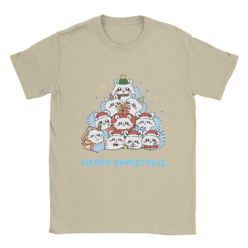 Men's Women T-Shirts Chiikawas Usagi Hachiware Merry Christmas Novelty Cotton Tee Shirt T Shirt Round Neck Clothes Plus Size
