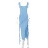 2024 Summer/Fall New European & American Style Women's Sexy Frill Stitch Split Dress