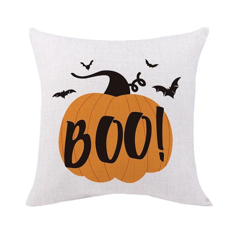 Halloween Theme Pillow Cover Car Office Living Room Sofa Halloween Pumpkin Lantern Decoration Pillow Cover