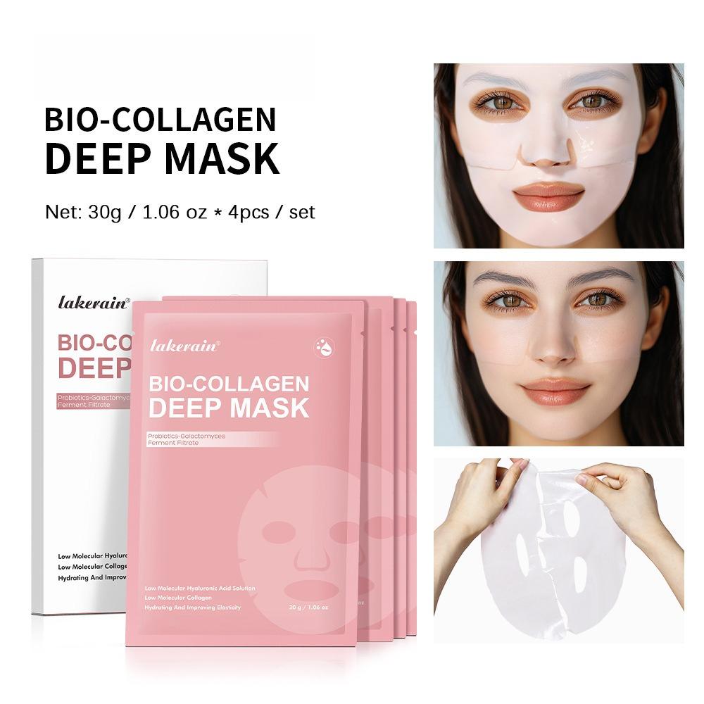 Set Maschere Viso Idratanti al Bio-Collagene 4 Pezzi Maschera Idrogel Idratante Profonda Maschera da Notte Affinante per i Pori Cura della Pelle