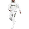 New Sweater Sweatpants Set Letter Printing Casual Jacket Autumn and Winter Velvet Street Trendy Middle-aged Suit Men
