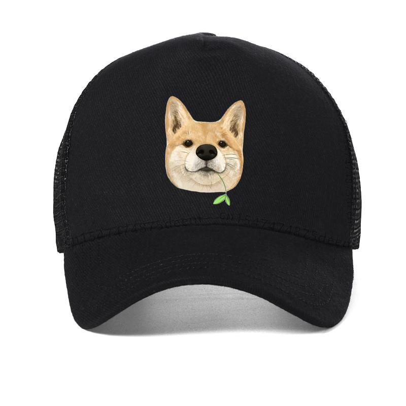 Cartoon Cute Shiba Inu Dog Pattern Baseball cap cool Summer mesh trucker hat Men women wild adjustable Travel Snapback Hats