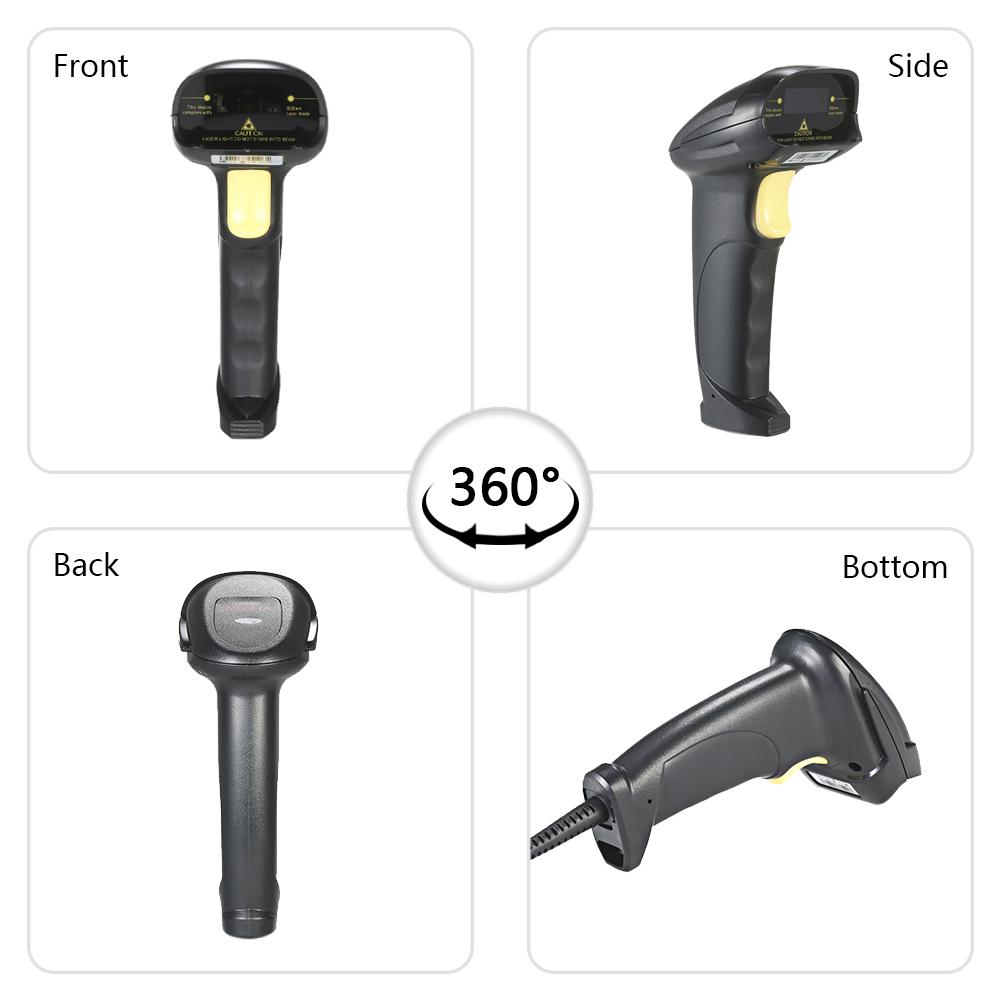 Handheld Wired USB Bi-directional Barcode Scanner Barcodes Scanning Bar-code Reader with Adjustable Stand