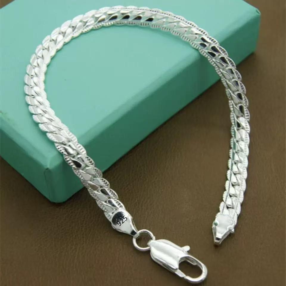 5mm Cross Chain Ins Style Personalized Silver-Plated Bracelet - European & American Trending Fashion Accessory