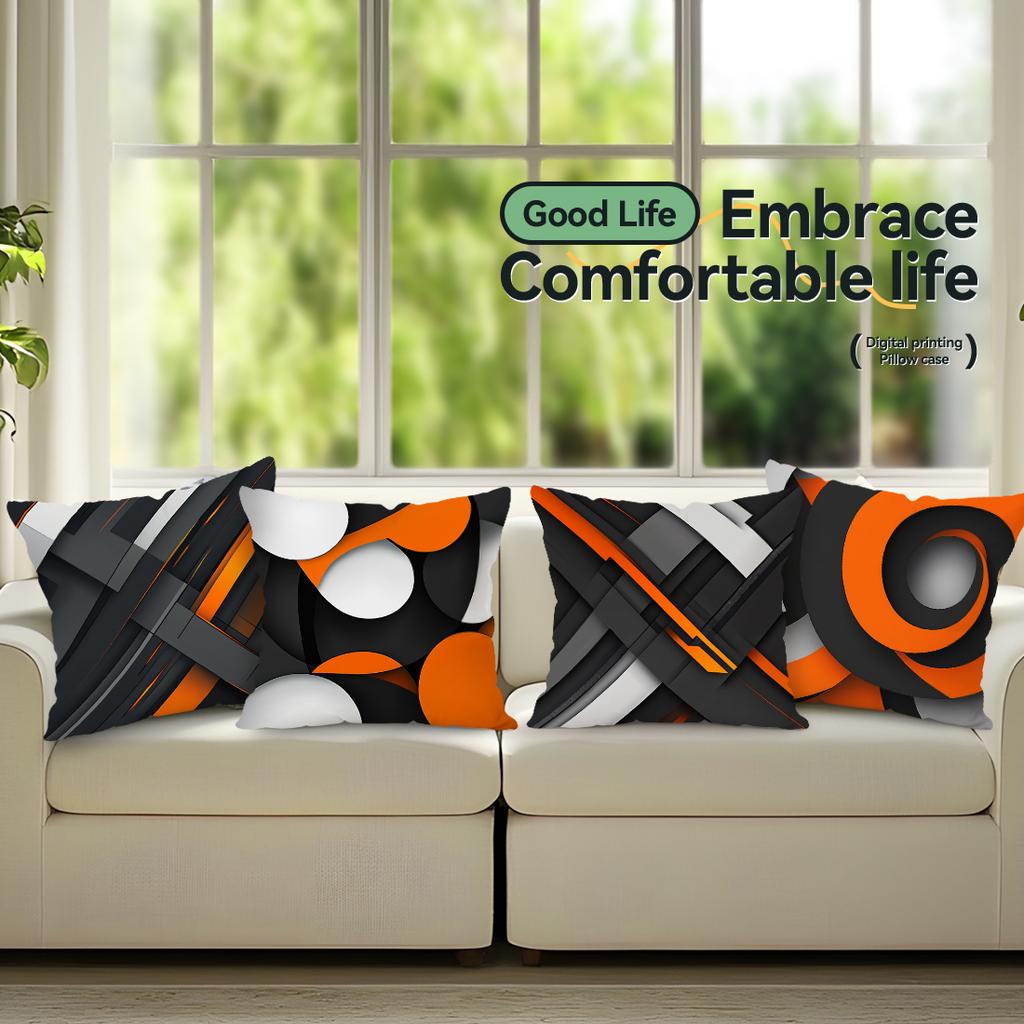 1,4 Pcs Modern Abstract Geometry Single-Sided Printed Pillowcase Cushion Cover,Suitable For Living Room,Bedroom,Car Decoration