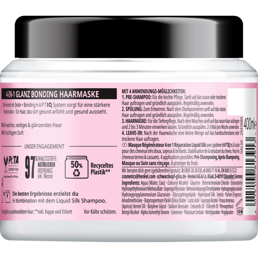 Schwarzkopf Gliss Hair Mask 4in1 Liquid Silk 400ml