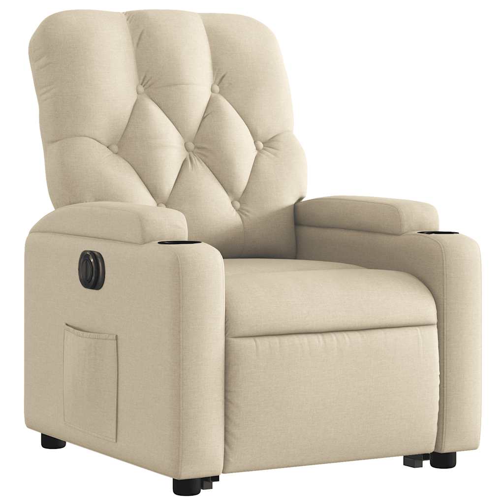 Electric Recliner Chair with Rising Function Cream Fabric