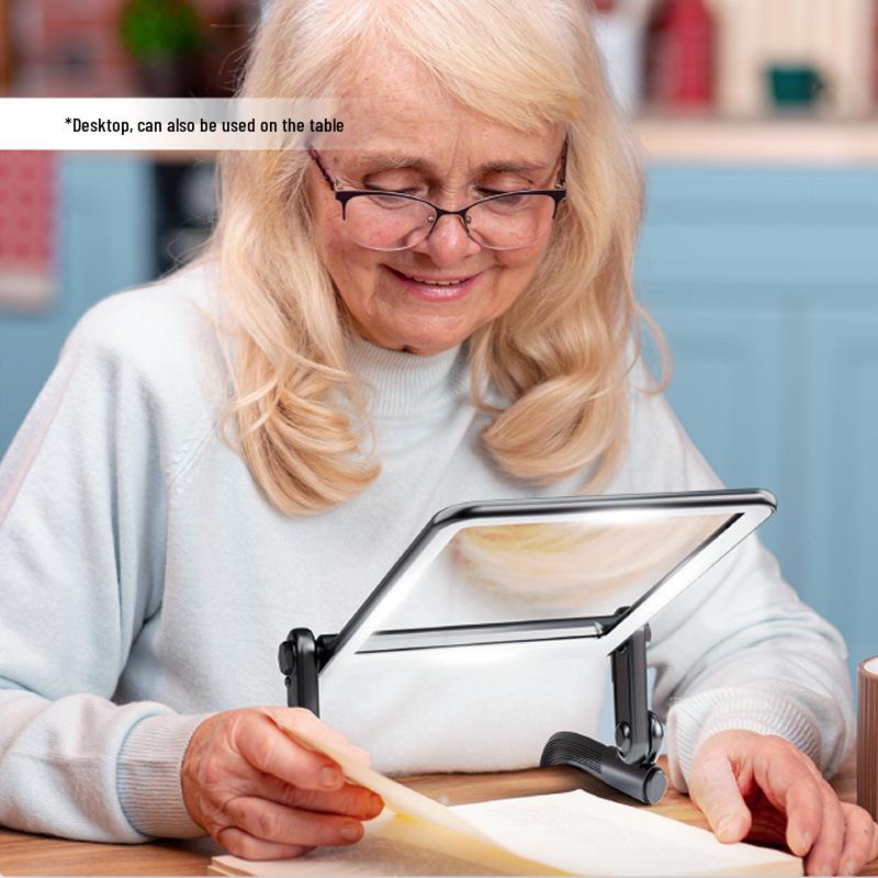 

Ручна світлодіодна лупа з 5-кратним збільшенням для читання та ремонту для літніх людей 225mm x 183mm x 32mm чорний