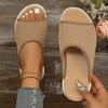 Large Flat Casual Slippers for Women's Fashion, Versatile and Lightweight Mesh Beach Sandals, Suitable for Outdoor Activities