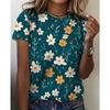 Comfortable Simple Women's Flower Printed Top Casual Breathable Short Sleeve Fashionable Versatile T-Shirts Women’s
