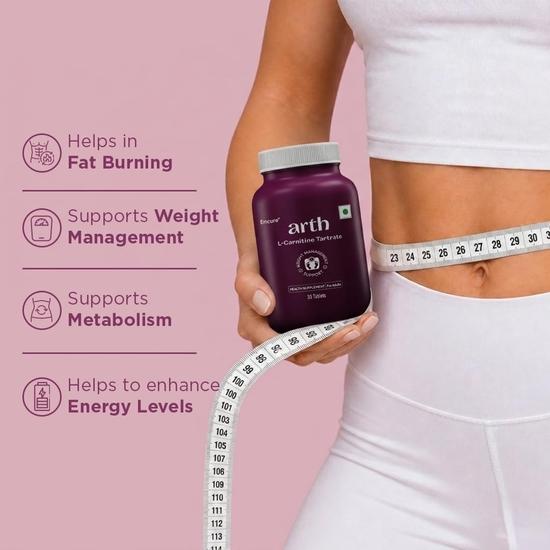 Arth Weight Management | Weight Management Supplement with L-Carnitine Tartrate 1500 mg | 30 Veg Weight Management Tablet for Men and Women