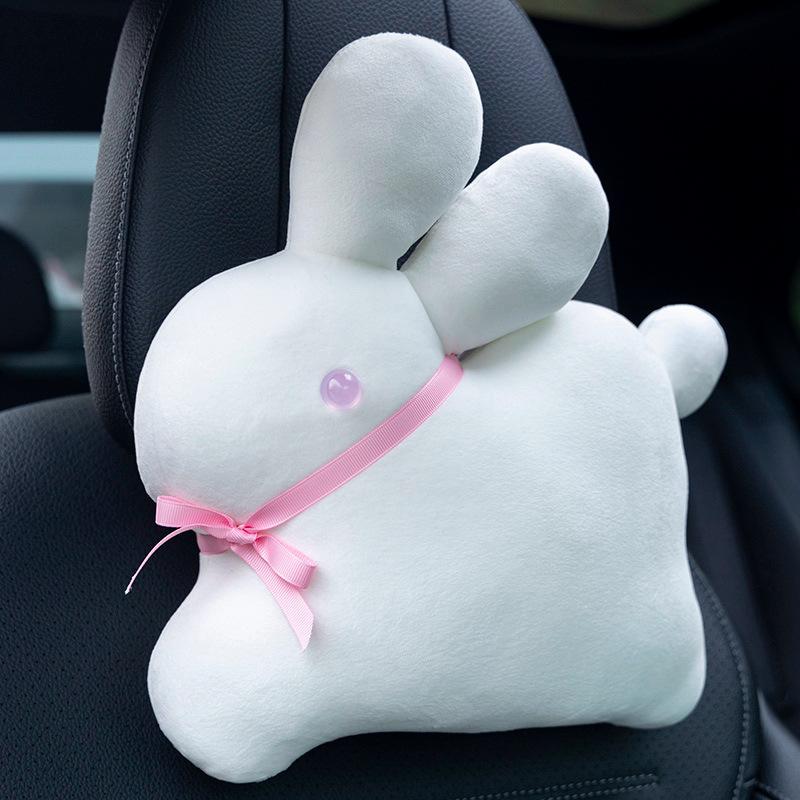 Сердце Девочки Маленький Белый Кролик Подушка Плюшевая Игрушка Маленький Кролик Подушка для Автомобиля Офисное Сиденье Поясничная Подушка Кукла 32cm Headrest (0.22kg)