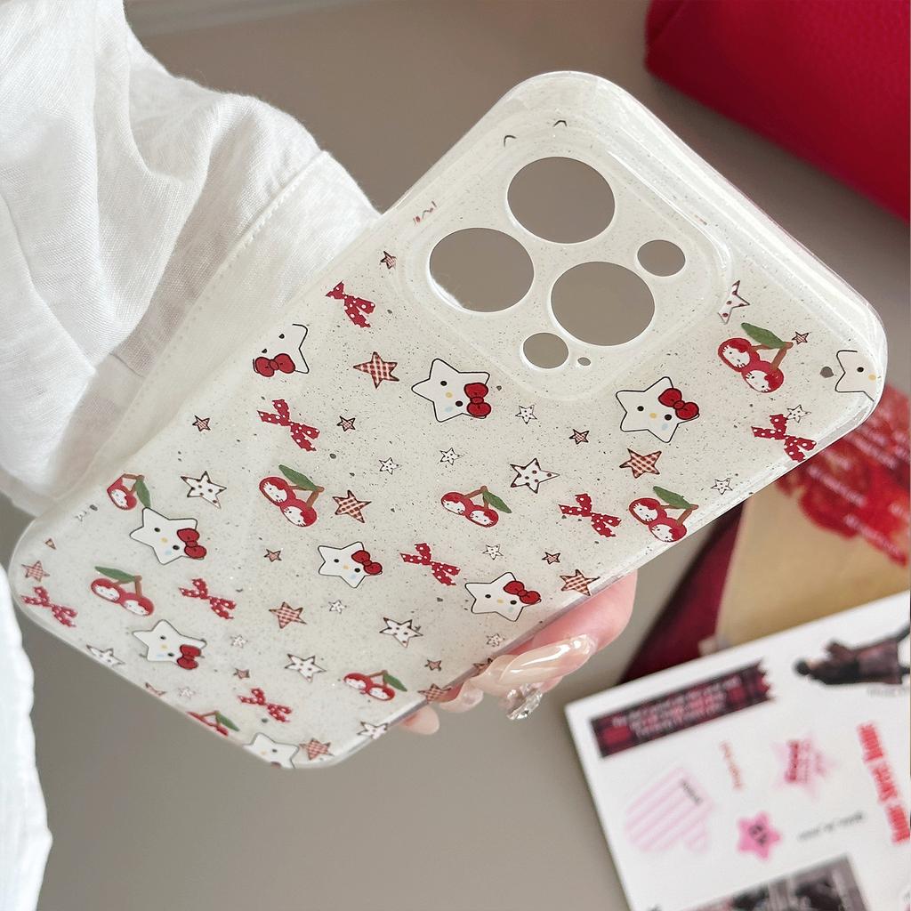 Glitter for IPhone16 for Apple Phone Case 13 Cherry Cat Shaker 15 Promax Stand 17 Pendant