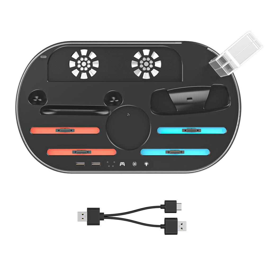 For NS2 Multi-Function Charging Dock Charging & Cooling Joy-Con Charging Base Large Capacity for Cameras Headphones Game Cards