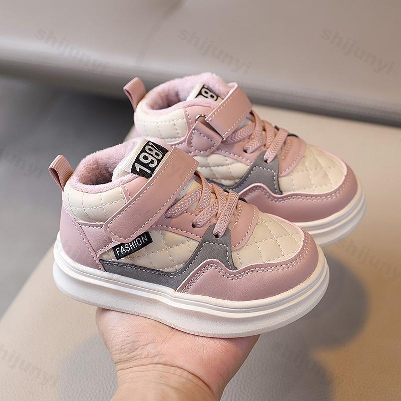 Boys Girls Casual Sports Shoes Winter Plush Warm Children's Board Shoes Lightweight Kids Boot Soft Soled Baby Toddler Shoes