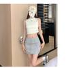 Women's Summer High-Waist Versatile A-Line Drawstring Sports Mini Skirt with Hip-Wrap Design