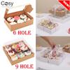 Papier-Cupcake-Verpackungsbox für Kuchengeschäft, Kraftpapier-Cupcake-Box Transparent und Verdickt 6/9 Fächer Schokoladen-Verpackungsbeutel