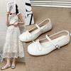 Fashion A new style of French flat-bottomed bow shallow-mouthed single shoes for women, paired with a skirt and a one-strap Marizanne