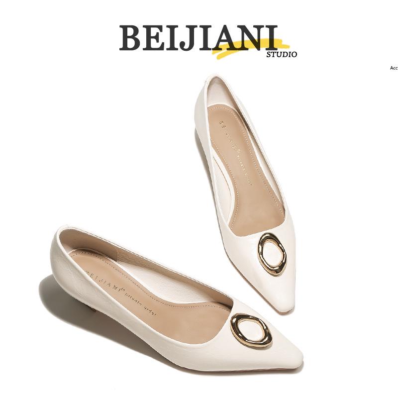 BEIJIANI Runde Schnalle Weiches Leder Blockabsatz Damen High Heels - Mittel Frühling/Herbst