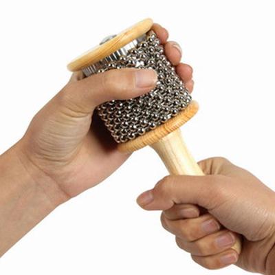 - Wooden Hand Shaker, Portable Percussion Wood Metal Bead Instrument, Musical