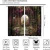Fantasy Forest Blackout Curtains Mysterious Jungle Forest Round Door Pink Rose Pattern Living Room Curtains Kitchen Bedroom