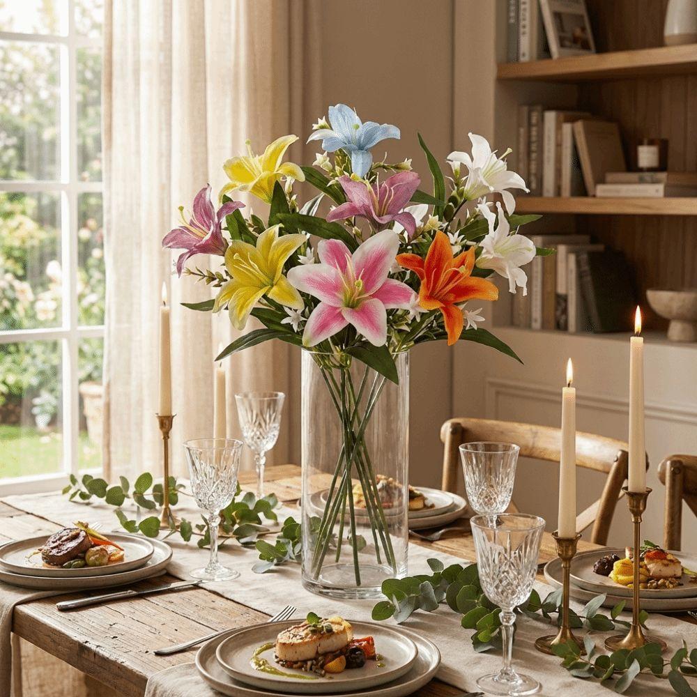 Plastic Simulated Flower Handmade Silk Fake Bouquets Centerpiece Fake Flowers  Wedding Decor