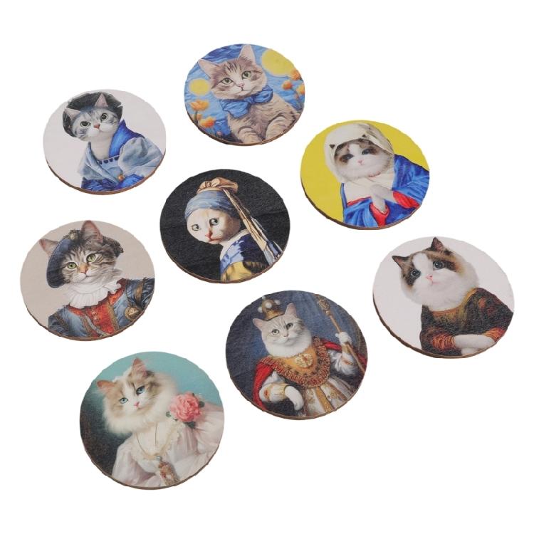 Functional Cats Theme Wood Coaster Set Prevent Tables From Hot Liquids And Cookware Coffee Mug Cup Mat for Home Decors