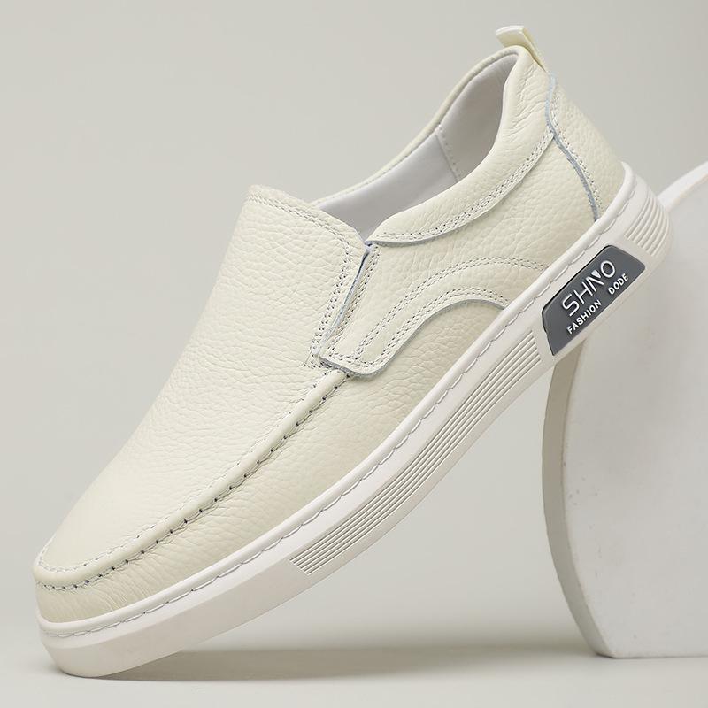 The First Layer of Cowhide Men's Shoes 2025 Genuine Leather Autumn Soft-soled Trendy Shoes Youth Versatile Board Shoes One Pedal Casual Leather Shoes
