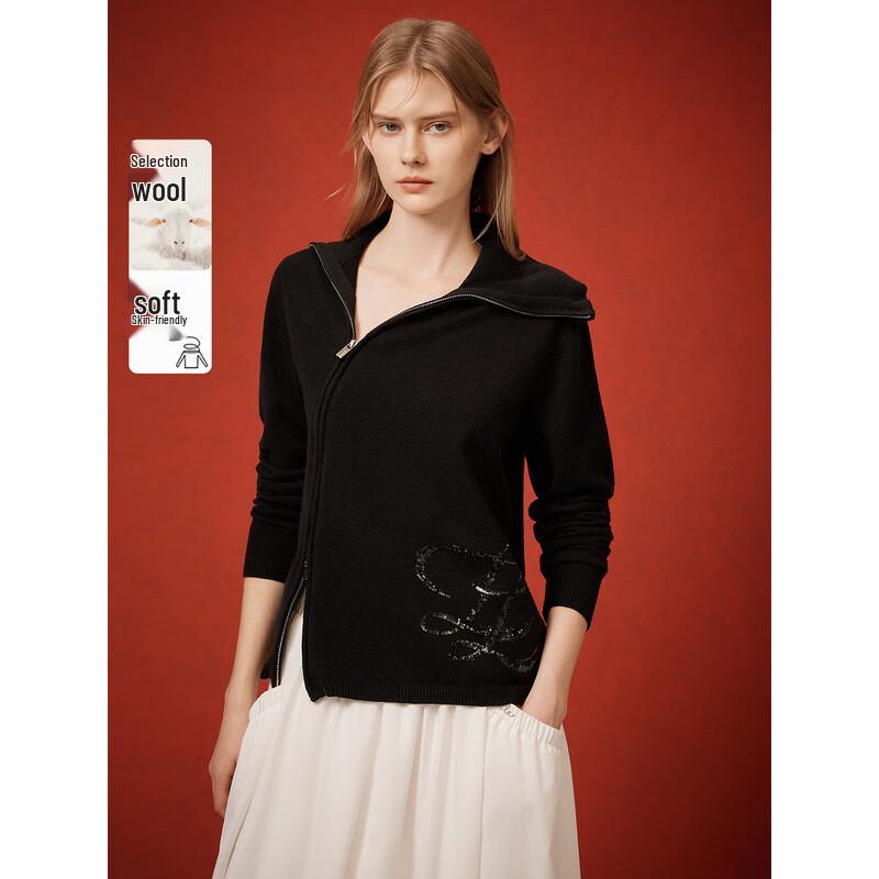 ELLE Women's Oblique Lapel Knit Sweater