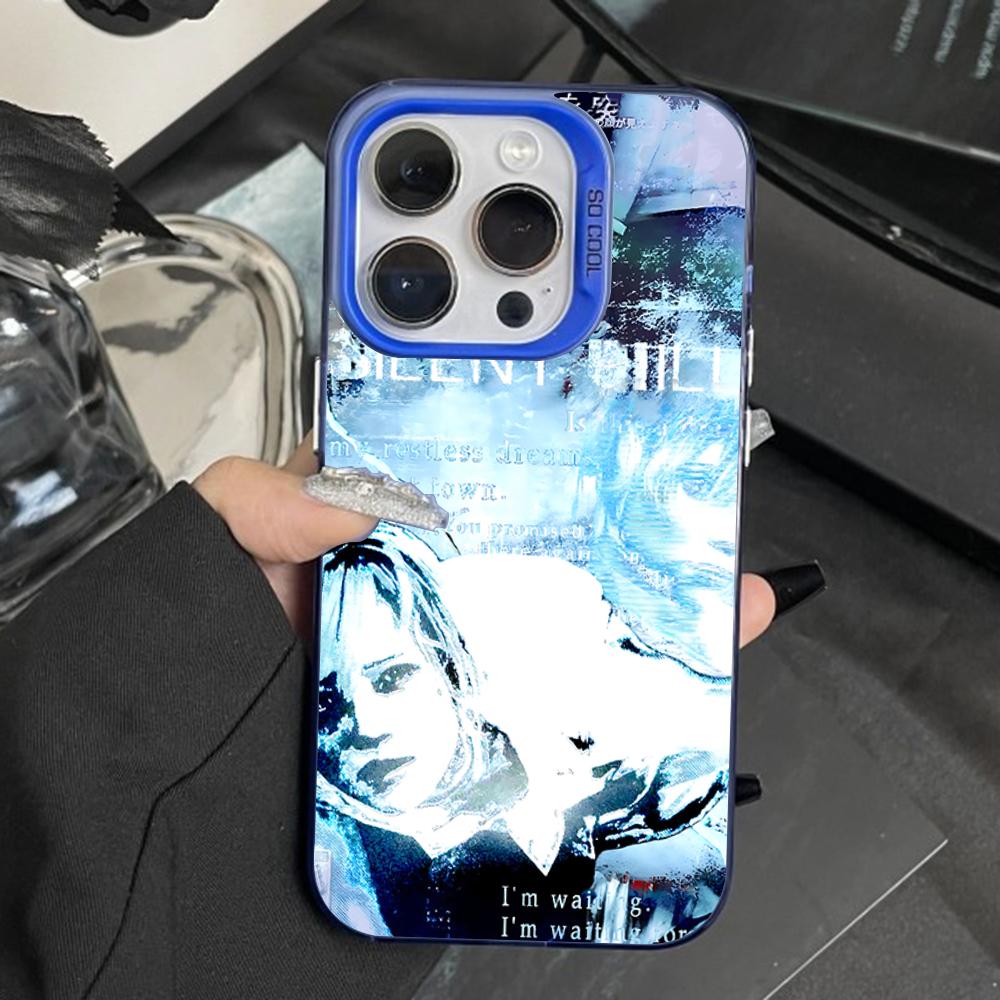 S-Silent Horror Hill Game Phone Case For iPhone 16,15,14,13,12,11,Pro,Max,Plus,Mini,XS,SE Anti Fall Blue Matte Hard Bumper