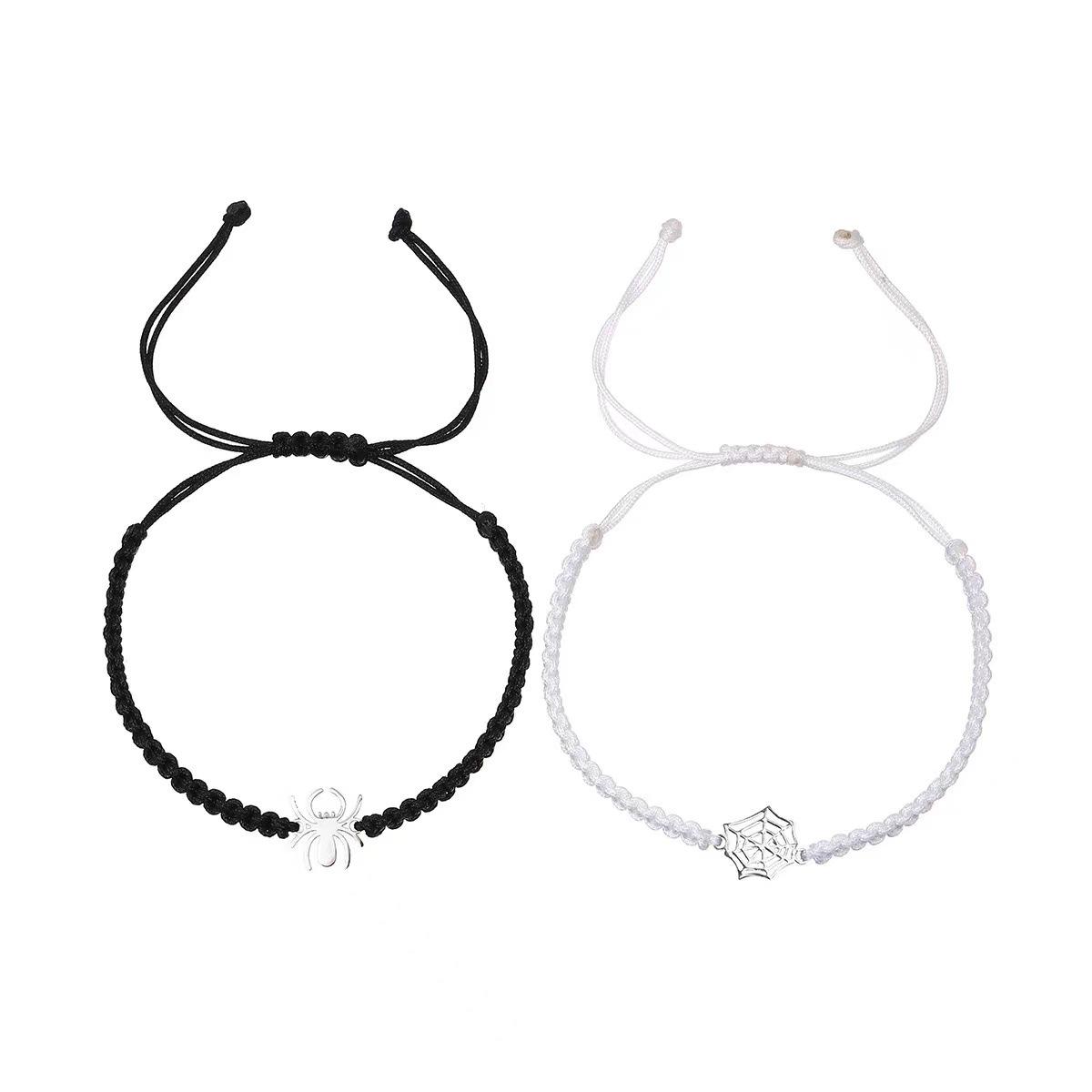 

Європейський і американський браслет дружби з павутиною - стильний плетений дизайн з нержавіючої сталі для пар чорний