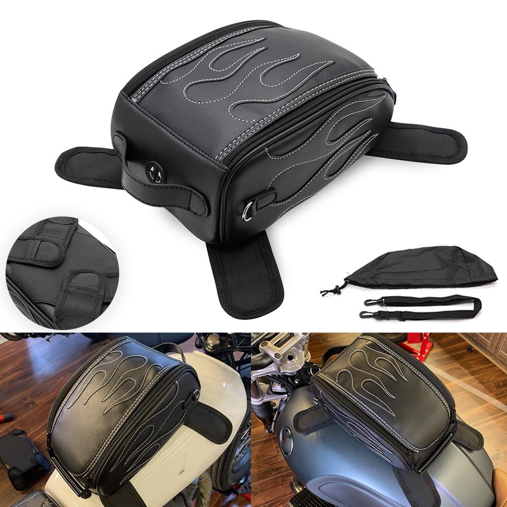 Motorcycle PU Leather Waterproof Oil Fuel Tank Magnetic Travel Bag for Honda CM500 Yamaha Suzuki Harley Sportster BMW