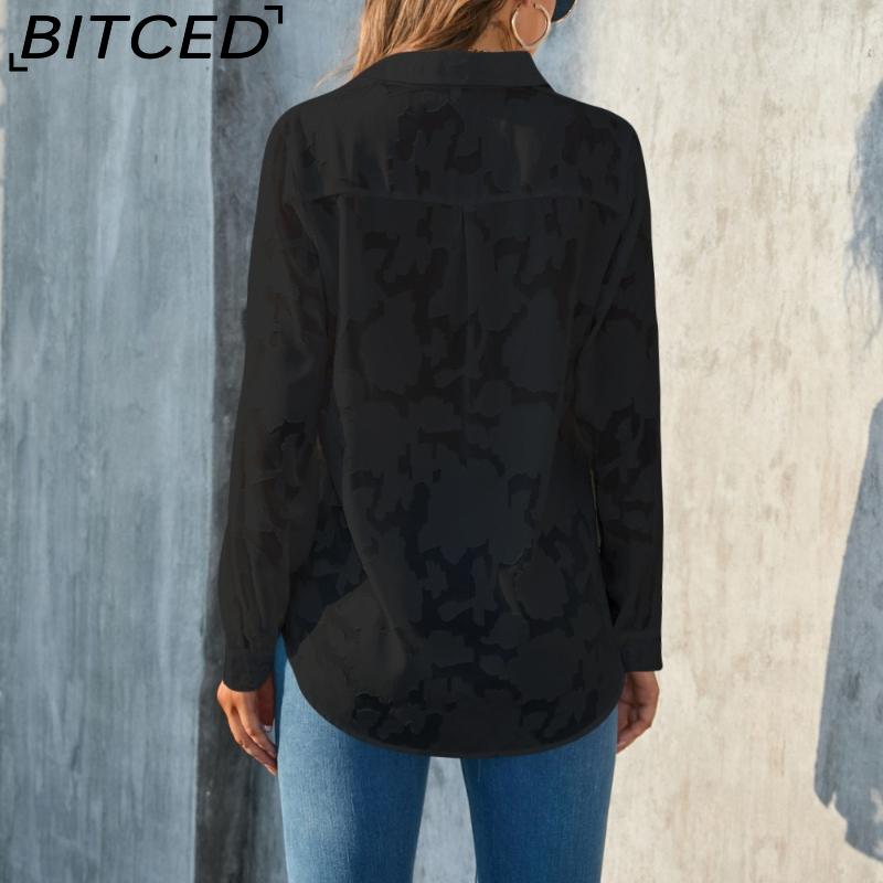 BITCED Plus Size Women's Loose-Fit Casual Chiffon Blouse