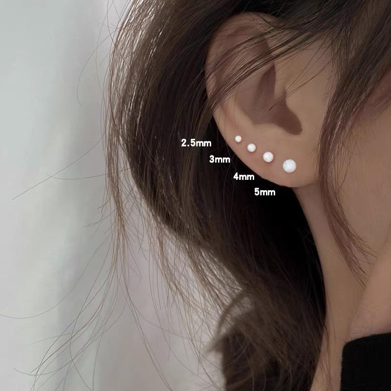 Stud Earrings Women's Round Beads Smooth Matte Earbone Personality Simple Versatile Ear Hole Summer