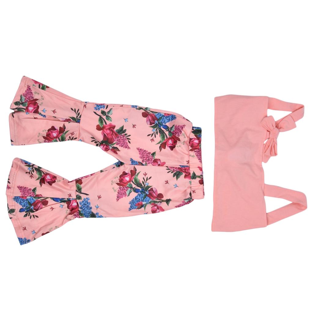 Mädchen Kleidung Set Sommer Kinder Anzüge Kinder Mädchen Kurzarm Top Schlaghose SetPink 90cm /