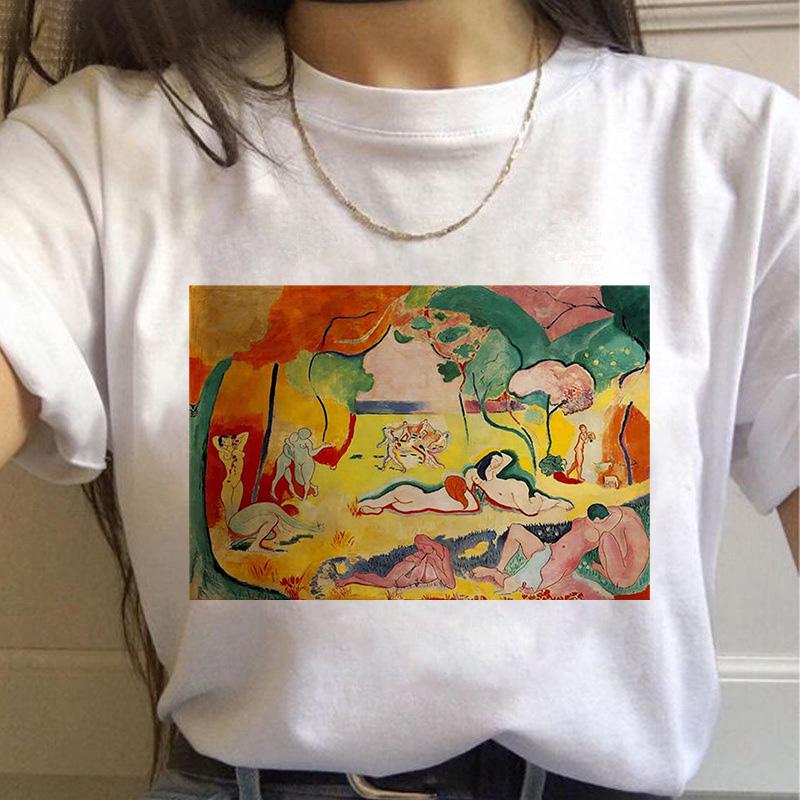 T-Shirt Women Summer Harajuku Art Painting Print Ladies Tee Tops Casual Short Sleeve Fashion Streetwear 2025 Tee Shirt Femme
