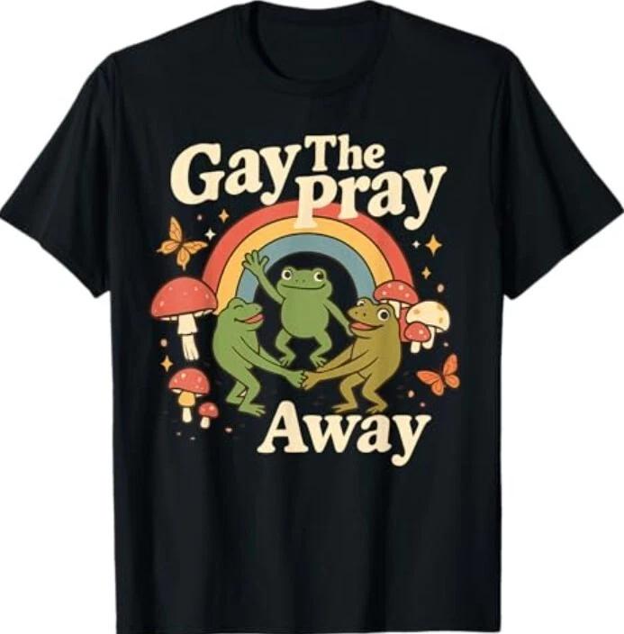 Gej Modlitwa Precz Tęcza Śmieszny Mem Żaby Duma LGBT LGBTQ Koszulka