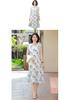 Elegant Loose-Fit Chiffon Dress with Wide-Leg Skirt for Middle-Aged and Elderly Women