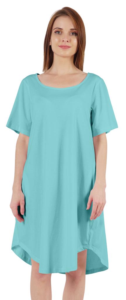 Inkmeso Noční košile pro ženy s krátkým rukávem W Noční košile s kulatým výstřihem Jersey tunika