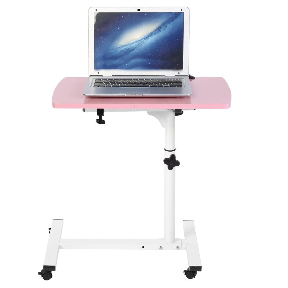 Tragbarer Multifunktionaler Abnehmbarer Laptop-Tisch mit Rädern Bett Sofa Bücher Snack Rosa