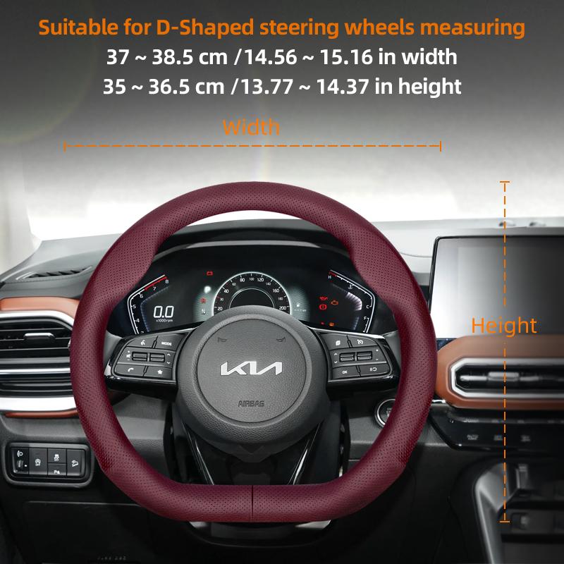 Suitable for Kia Ultra-Thin Breathable Leather Steering Wheel Cover Suitable for Ceed Jd Picanto Sportage 3 2019 Ev3 Rio 4 Cerato 2 Stonic Niro Xceed