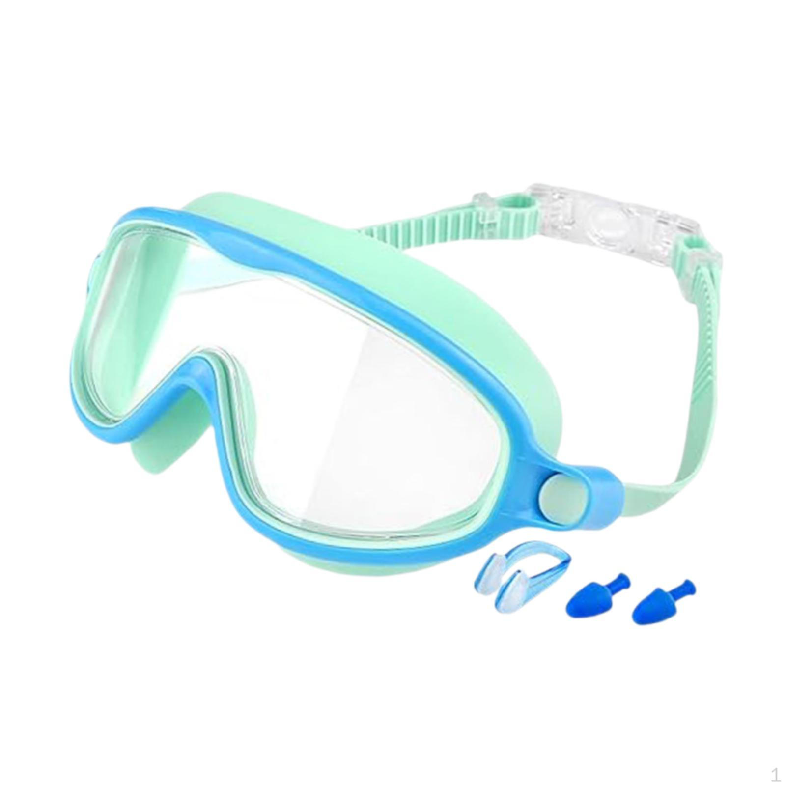 

Kids Swim Goggles Adjustable Eyewear Clear View Lightweight Anti Fog Swimming Glasses for Outdoor Green and Blue