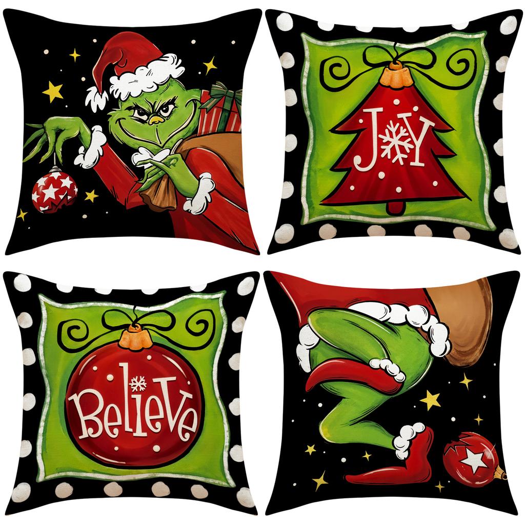 Merry Christmas Decoration Pillowcase New Year Gift Santa Claus Snowman Pattern Home Room Decoration Sofa Cushion Cover
