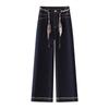 Fashion velvet versatile jeans women's winter new high-waisted thin loose thickened straight pants children